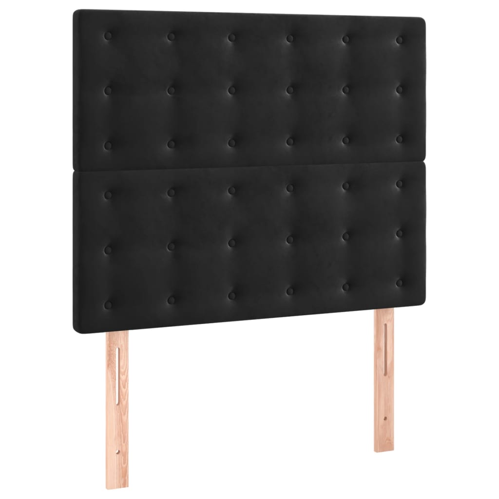 Krevet box spring s madracem LED crni 100x200 cm baršun