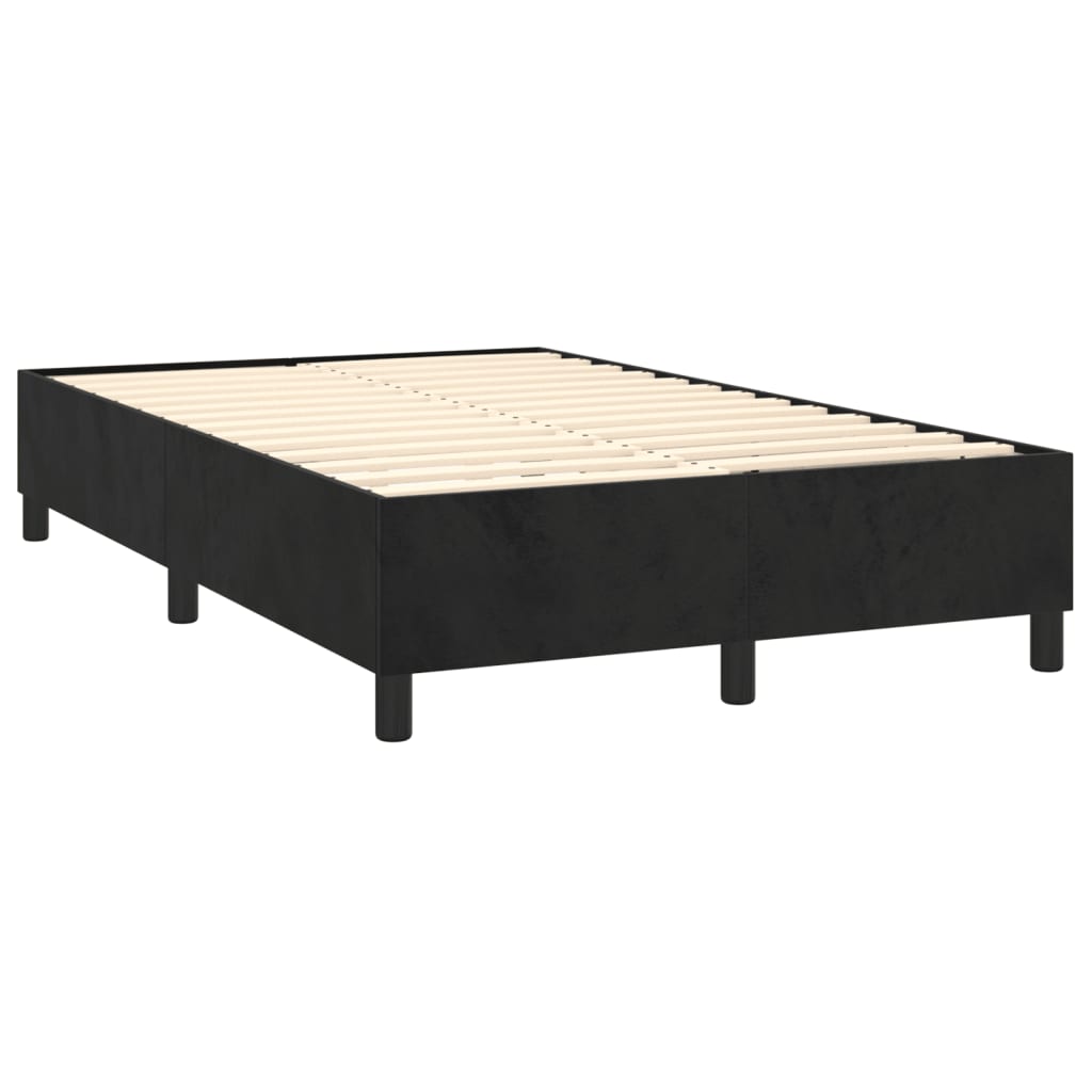 Krevet box spring s madracem LED crni 120 x 200 cm baršun