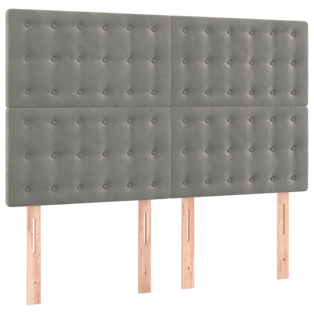 Krevet box spring s madracem LED svjetlosivi 140x190 cm baršun