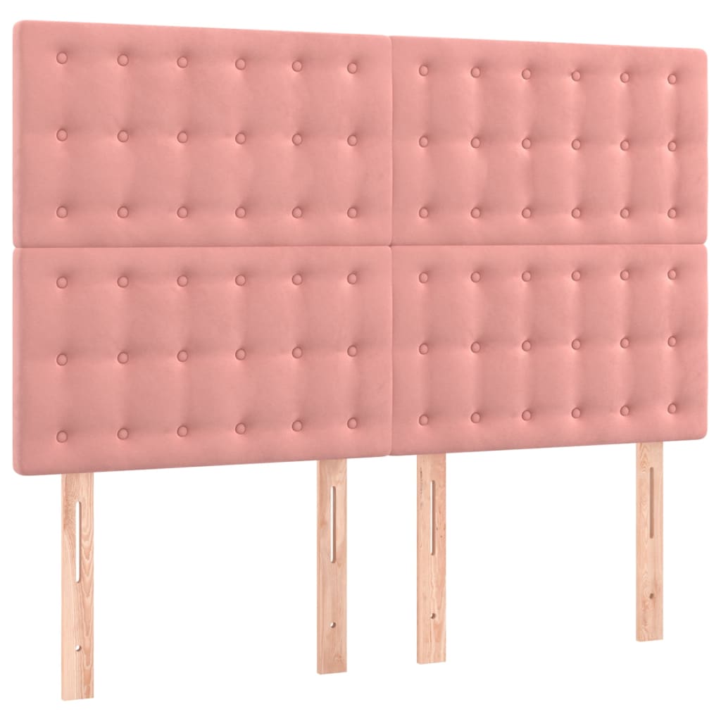 Krevet box spring s madracem LED ružičasti 140x190cm baršunasti