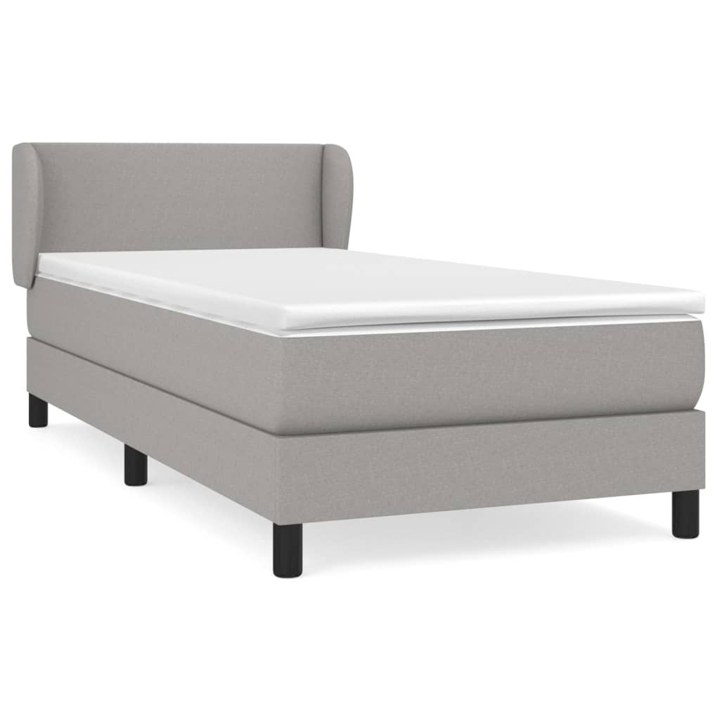 Box spring krevet s madracem svjetlosivi 90x190 cm od tkanine