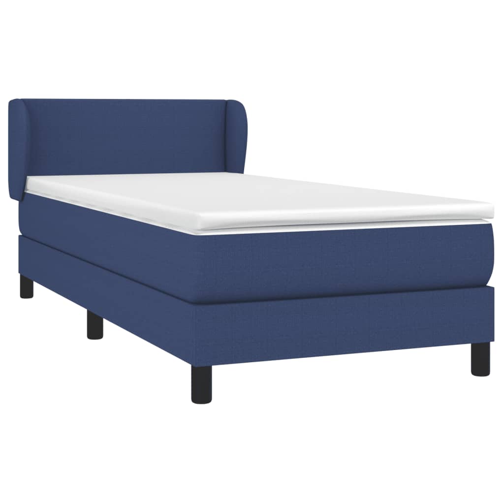 Krevet s oprugama i madracem plavi 90 x 190 cm od tkanine