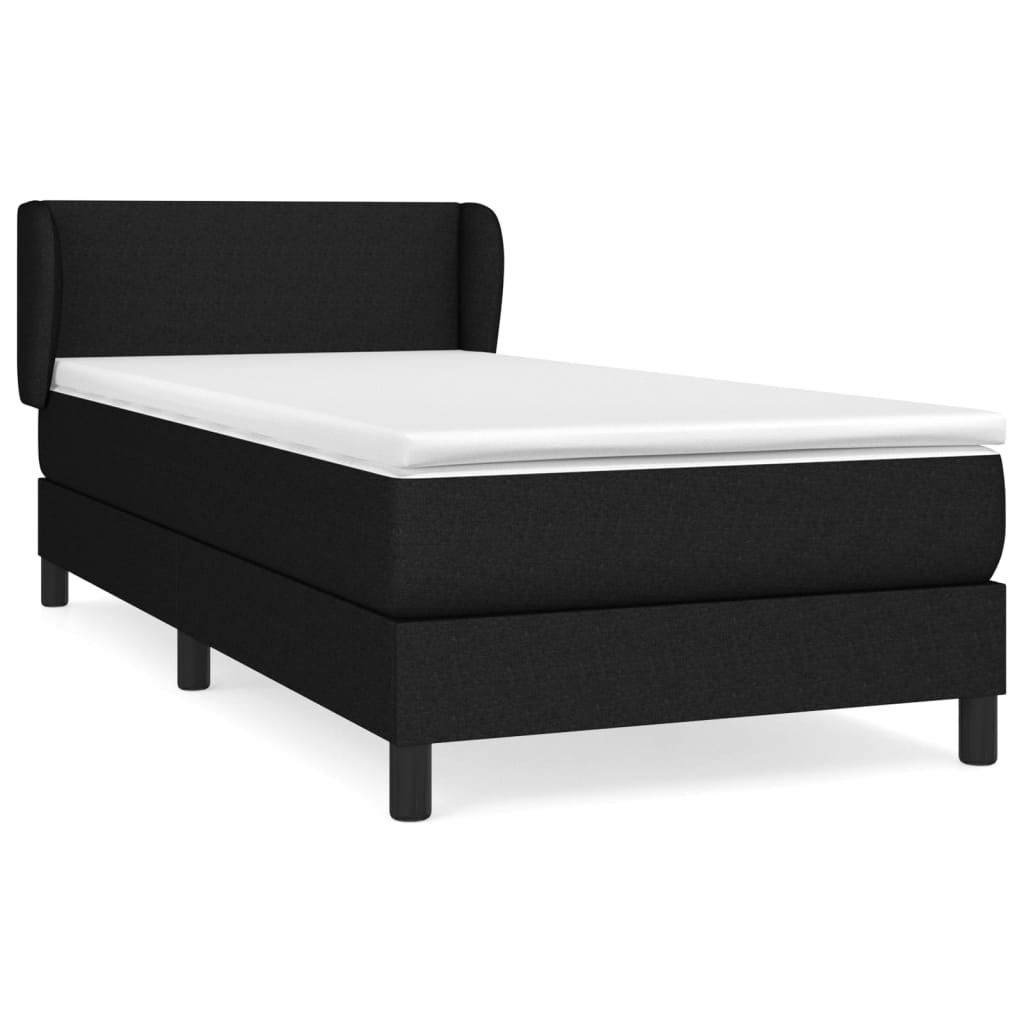 Krevet s oprugama i madracem crni 90x200 cm od tkanine