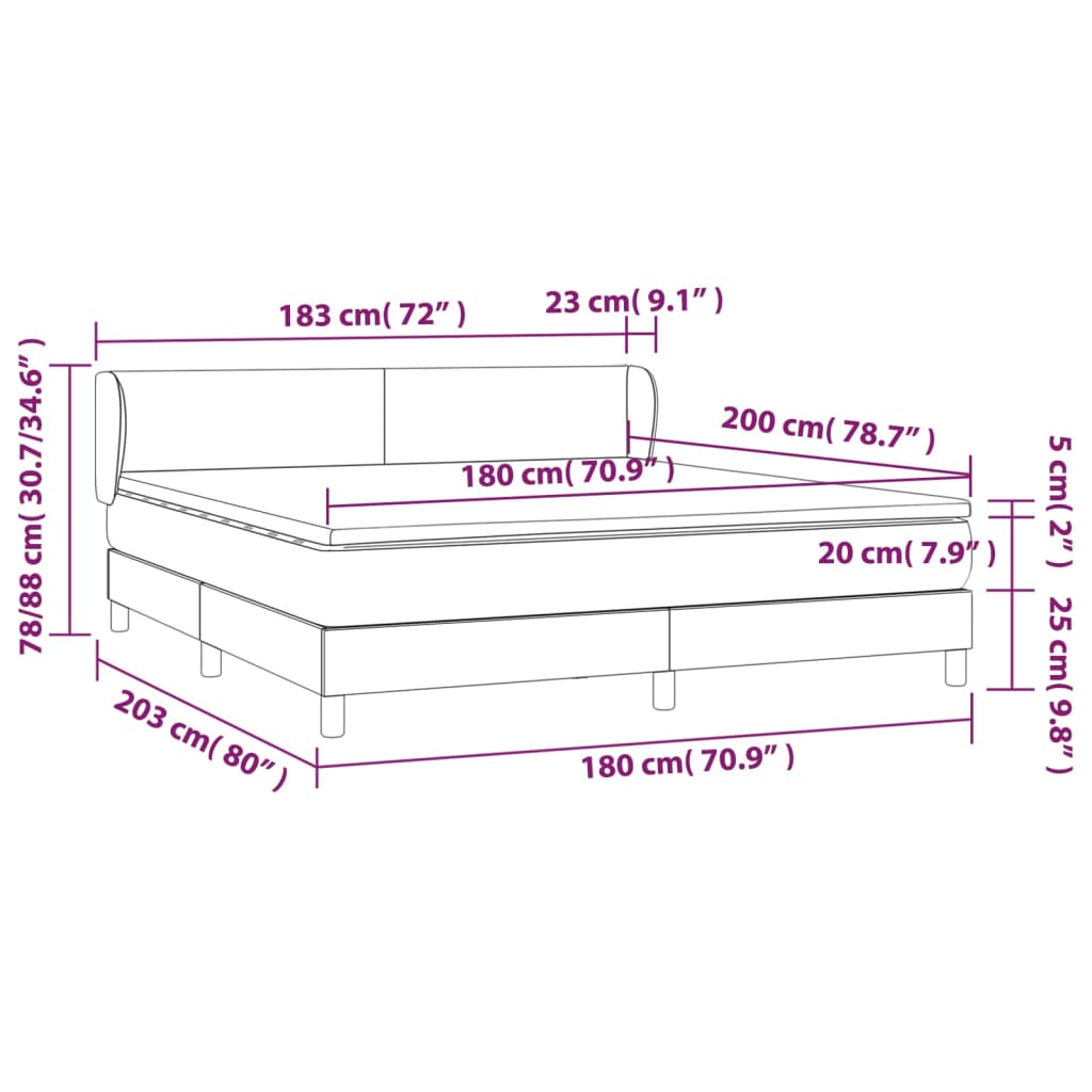 Krevet s oprugama i madracem tamnosmeđi 180x200 cm tkanina