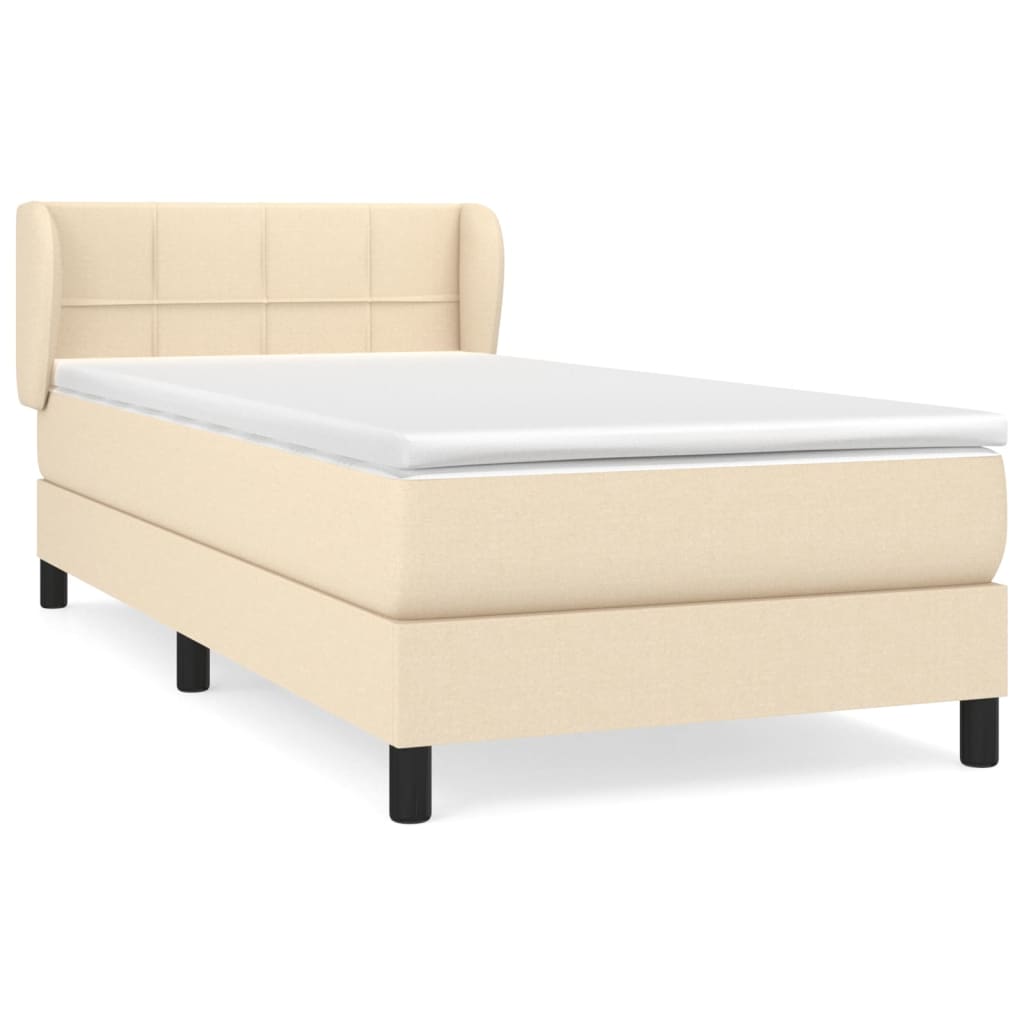 Krevet s oprugama i madracem krem 90 x 190 cm od tkanine