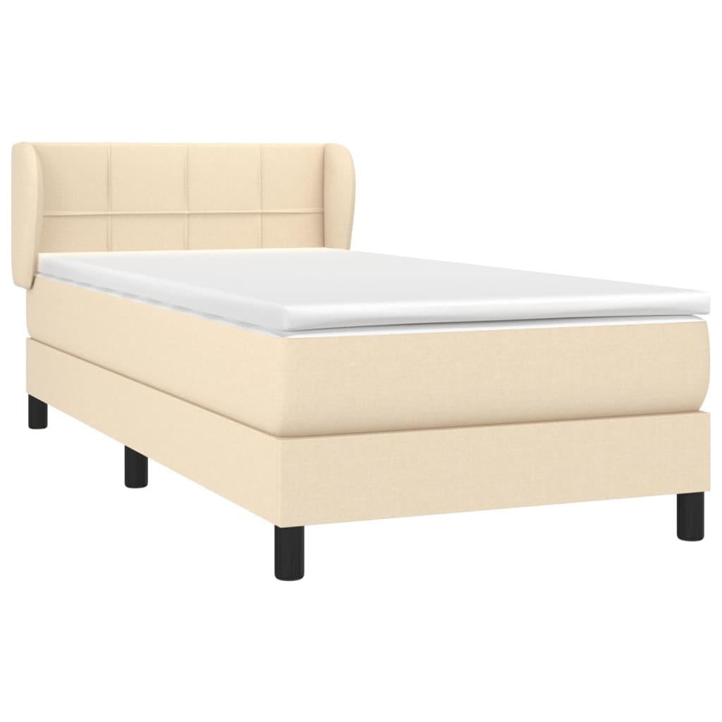 Krevet s oprugama i madracem krem 90 x 190 cm od tkanine
