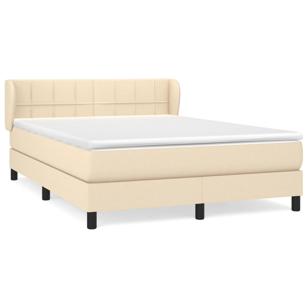 Krevet s oprugama i madracem krem 140x200 cm od tkanine