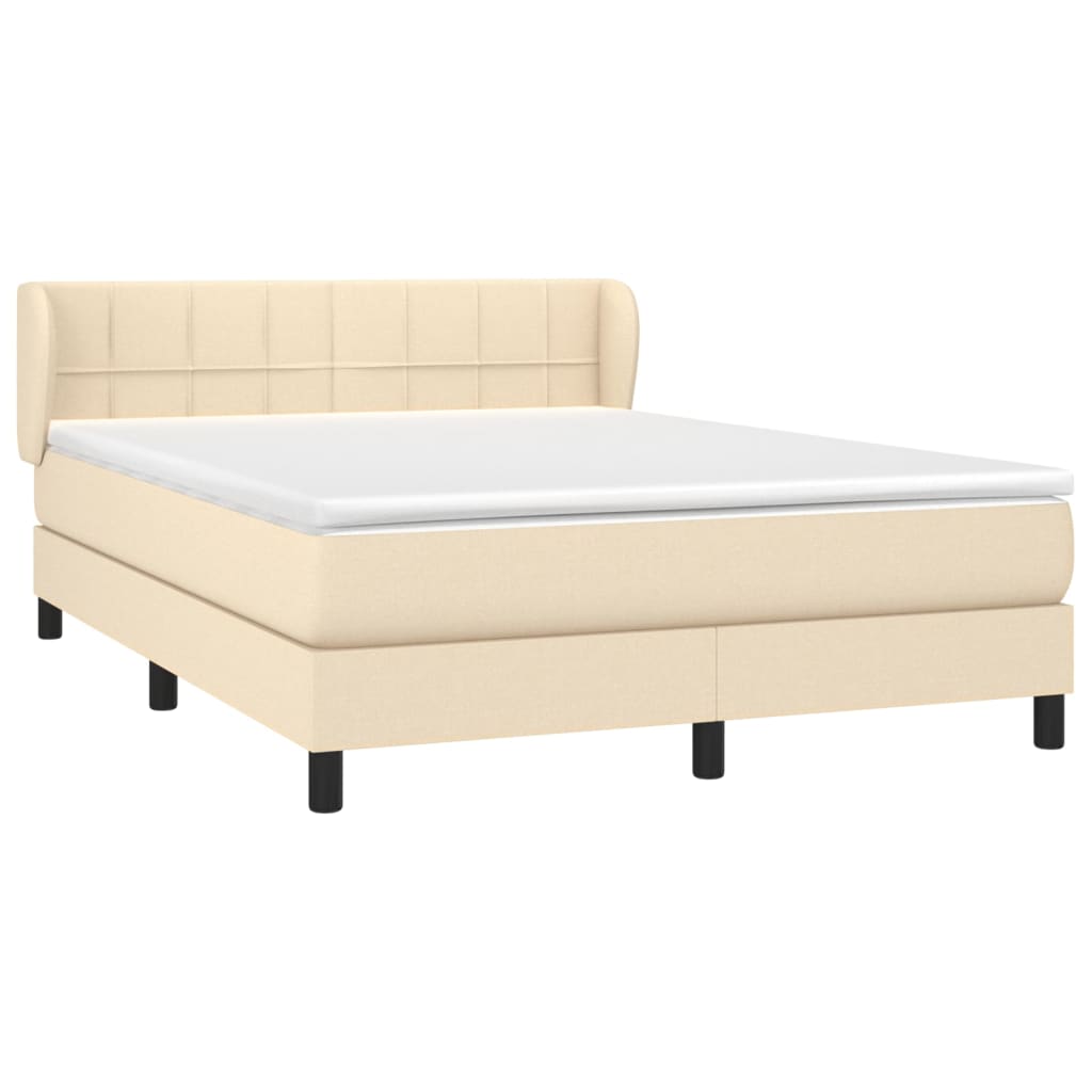 Krevet s oprugama i madracem krem 140x200 cm od tkanine
