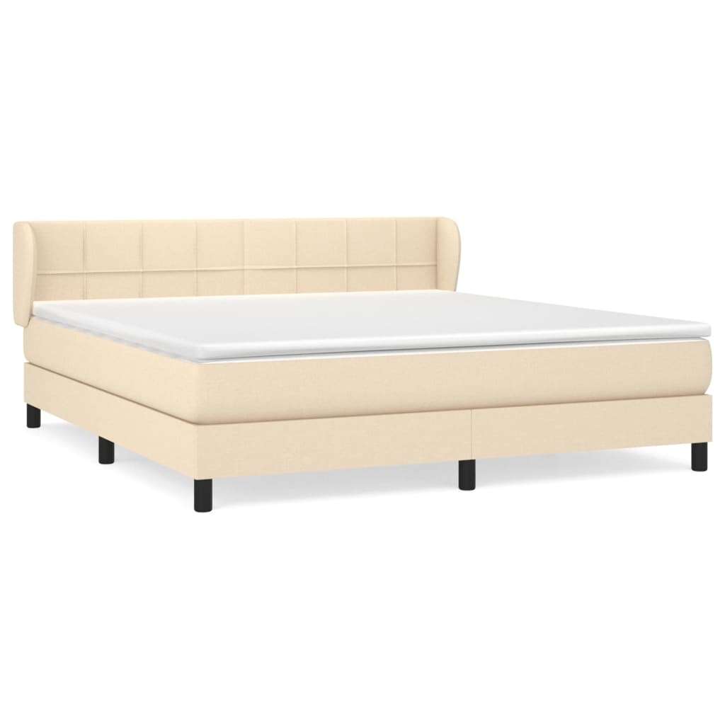 Krevet s oprugama i madracem krem 160x200 cm od tkanine