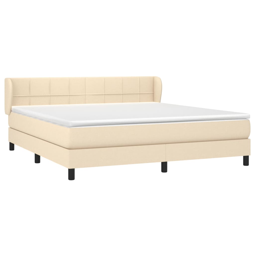 Krevet s oprugama i madracem krem 160x200 cm od tkanine