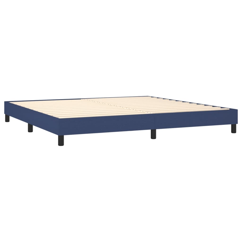 Krevet s oprugama i madracem plavi 200 x 200 cm od tkanine