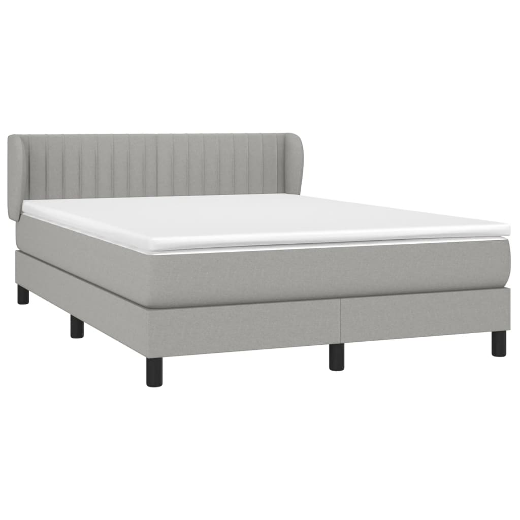 Krevet box spring s madracem svjetlosivi 140x200 cm od tkanine