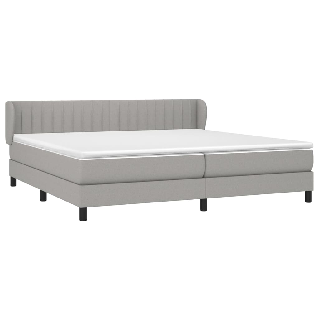 Krevet s oprugama i madracem svjetlosivi 200 x 200cm od tkanine