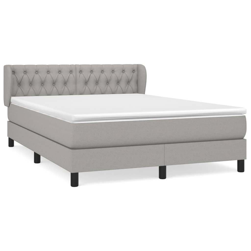 Krevet box spring s madracem svjetlosivi 140x200 cm od tkanine