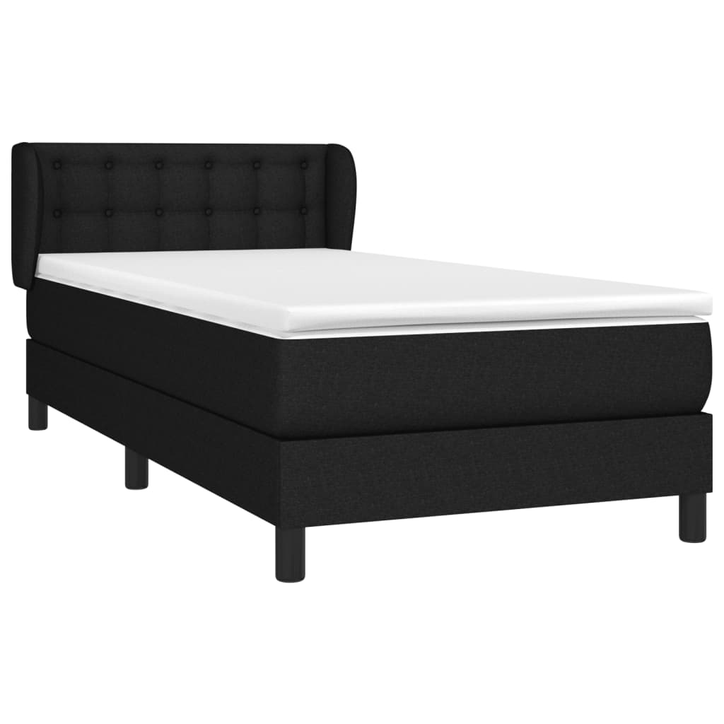 Krevet s oprugama i madracem crni 90x200 cm od tkanine