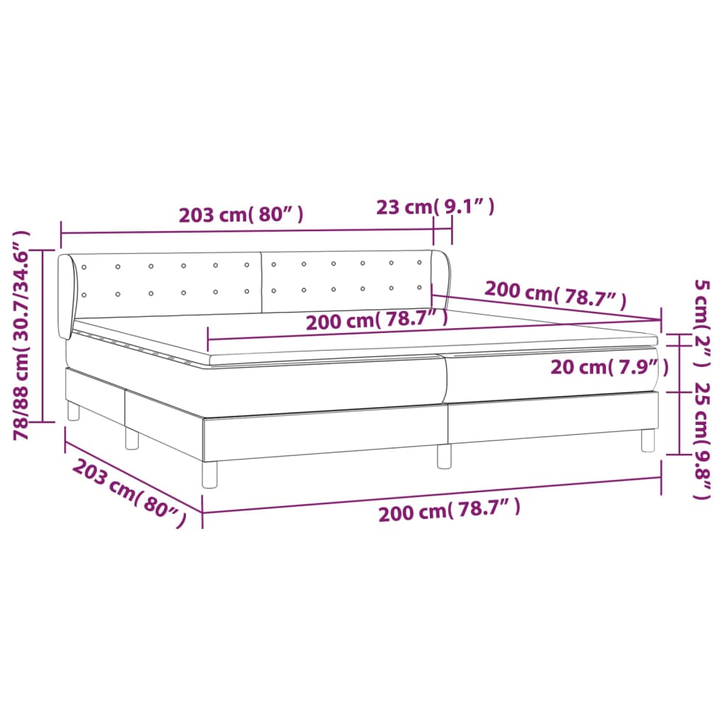Krevet s oprugama i madracem tamnosmeđi 200x200 cm od tkanine