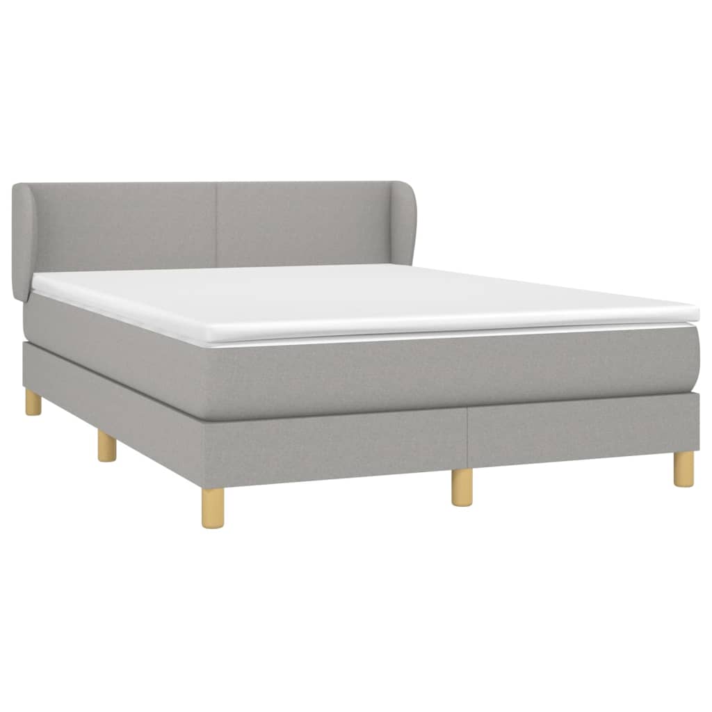 Krevet s oprugama i madracem svjetlosivi 140x190 cm od tkanine