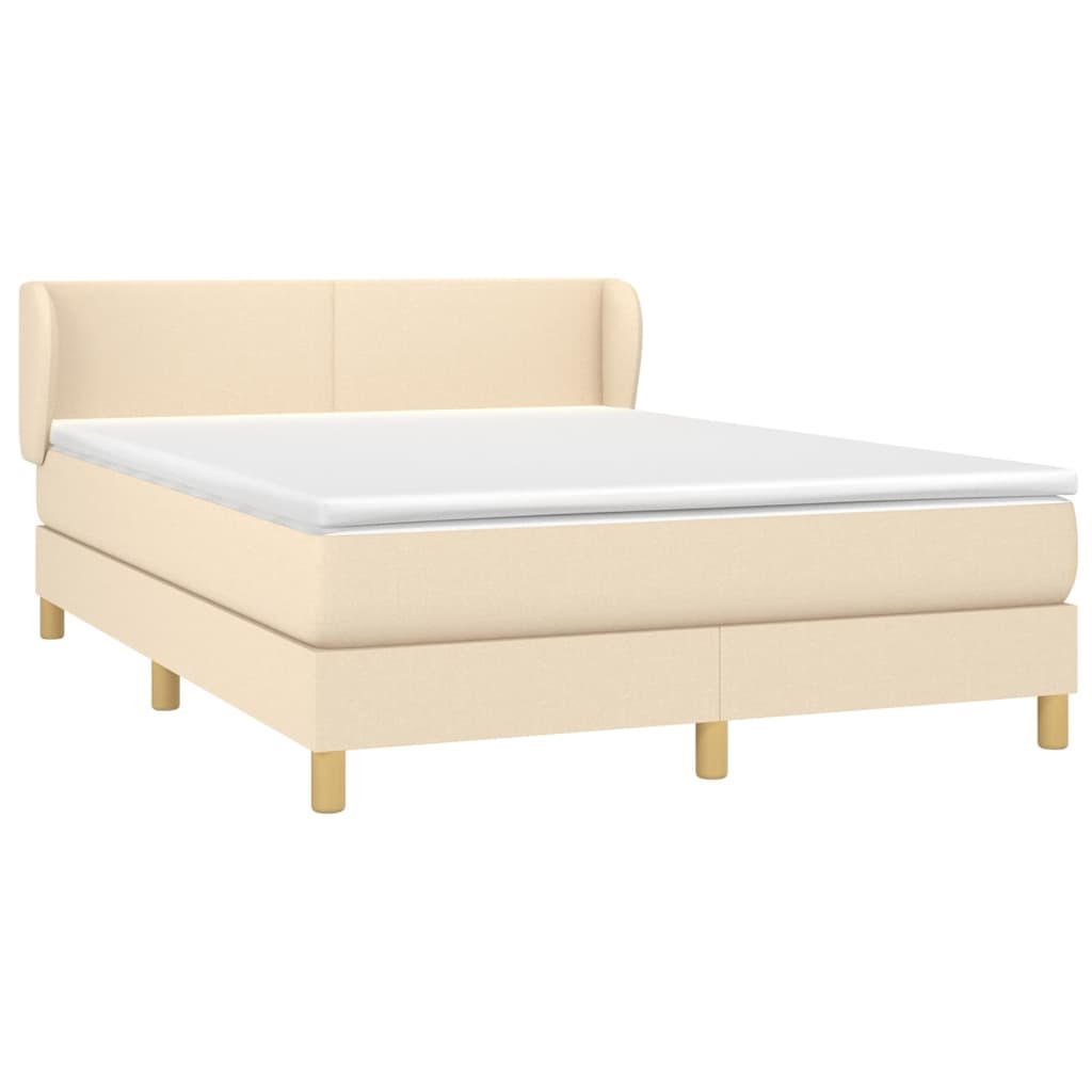 Krevet s oprugama i madracem krem 140 x 190 cm od tkanine
