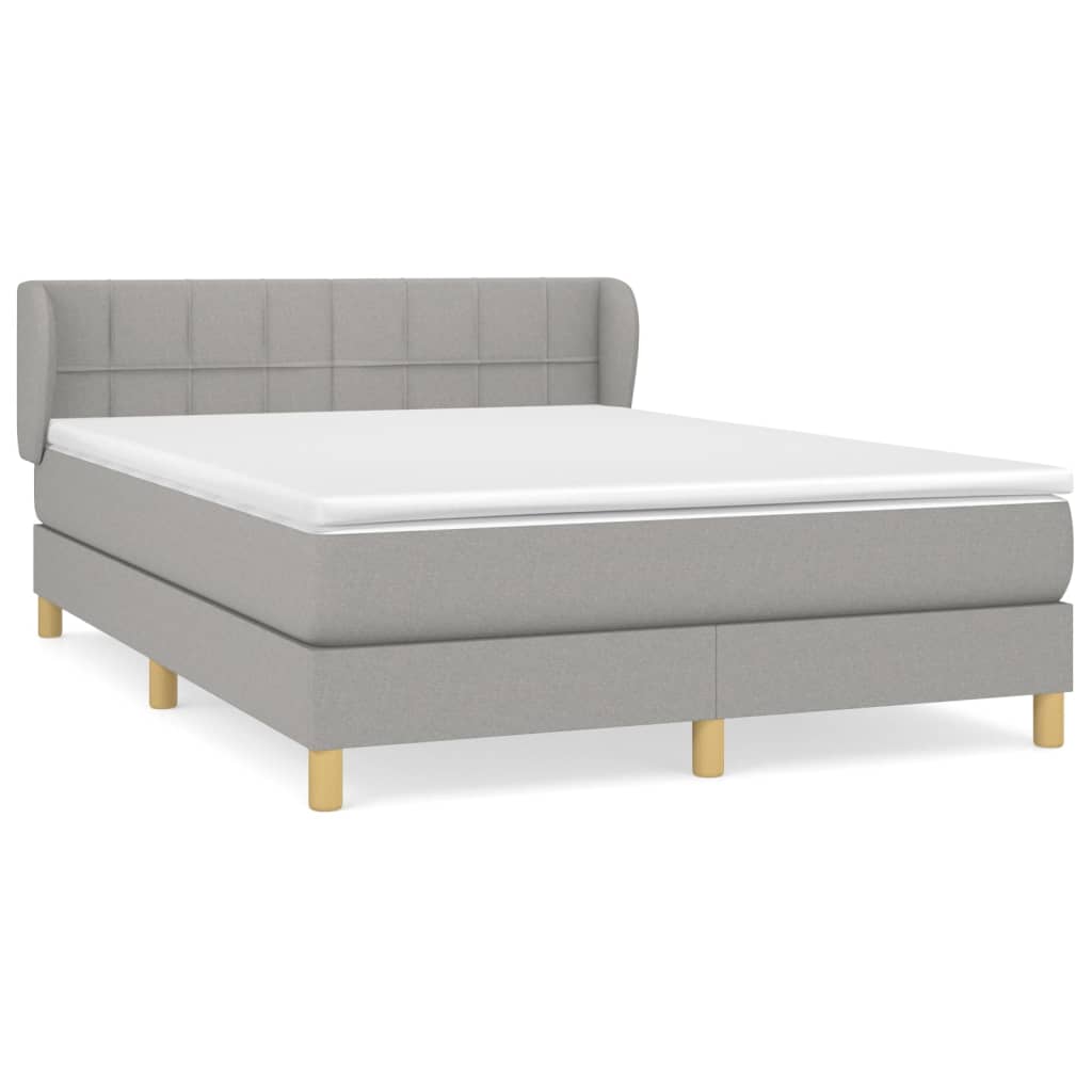 Krevet box spring s madracem svjetlosivi 140x200 cm od tkanine