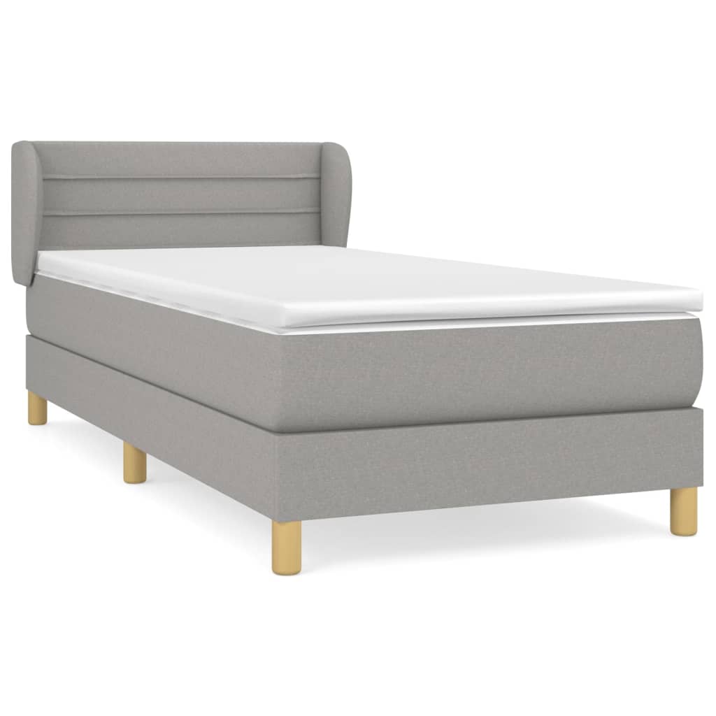 Box spring krevet s madracem svjetlosivi 90x190 cm od tkanine
