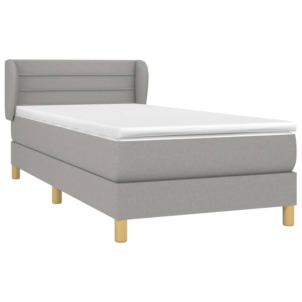 Box spring krevet s madracem svjetlosivi 90x190 cm od tkanine