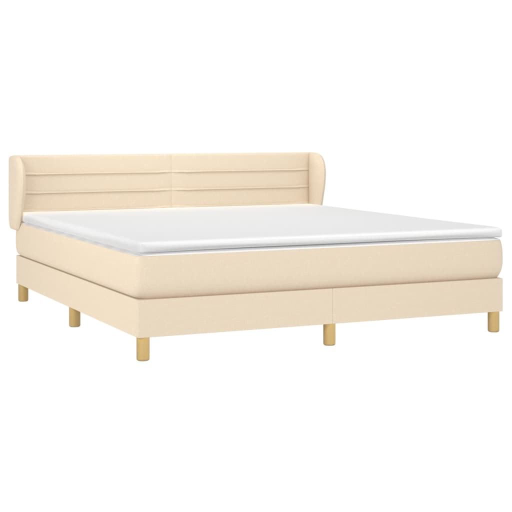 Krevet s oprugama i madracem krem 160x200 cm od tkanine