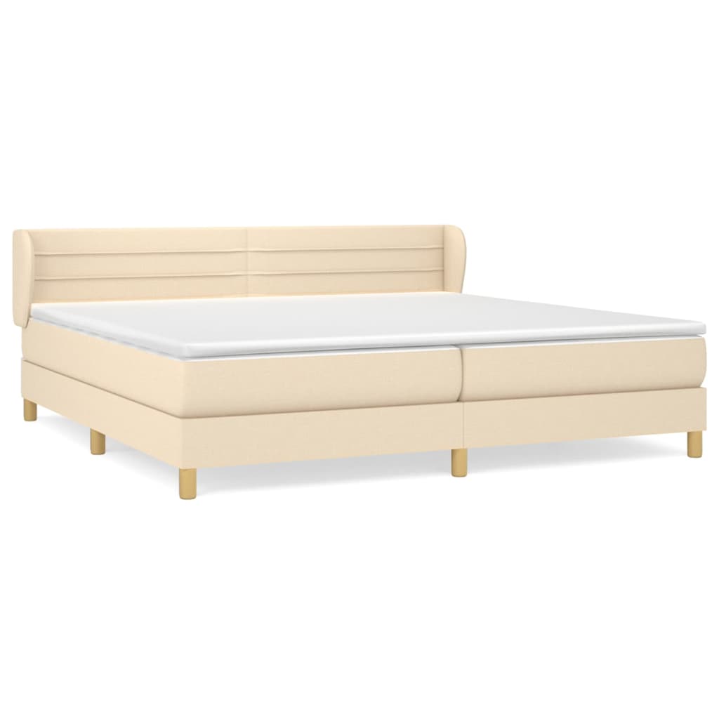 Krevet s oprugama i madracem krem 200 x 200 cm od tkanine