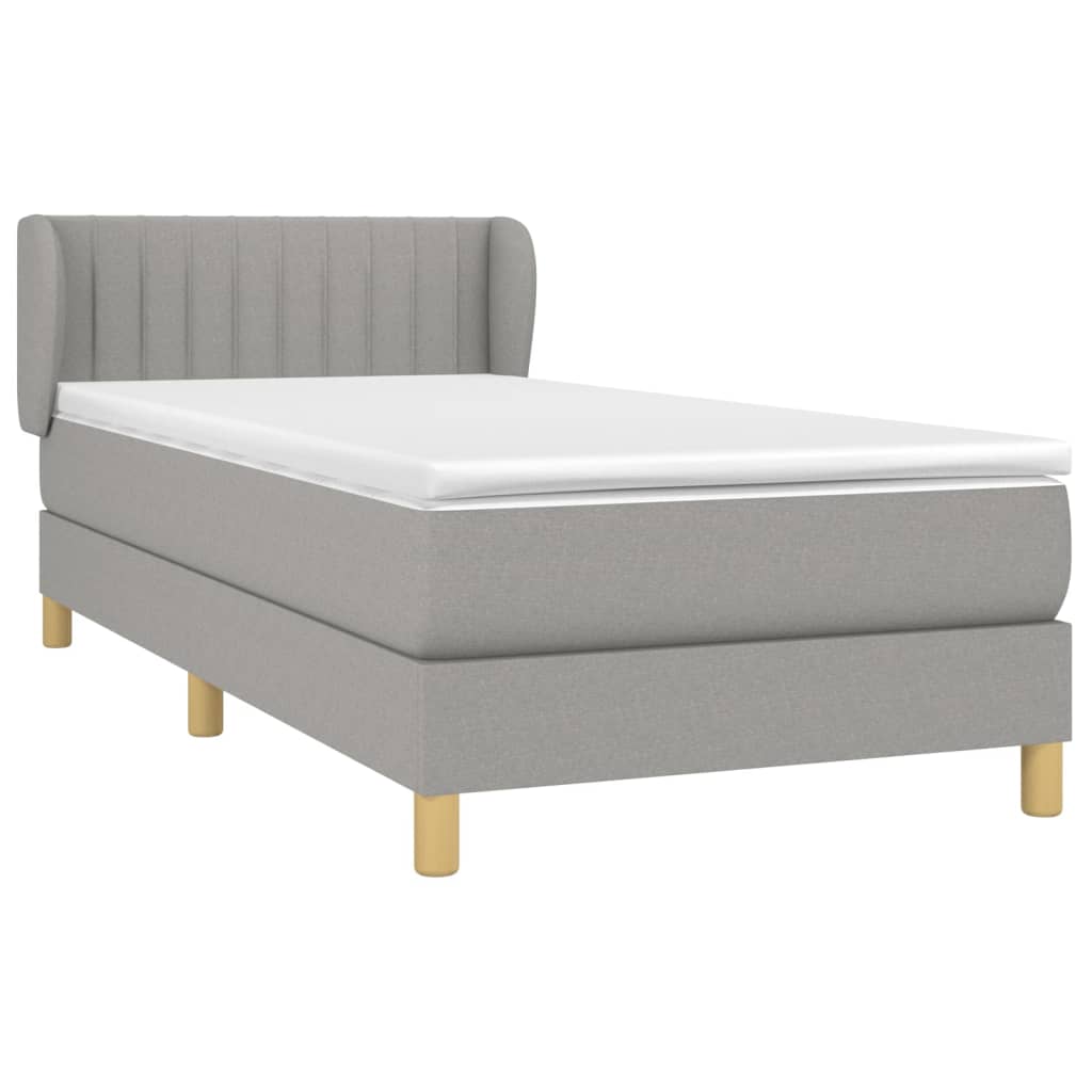 Box spring krevet s madracem svjetlosivi 90x190 cm od tkanine