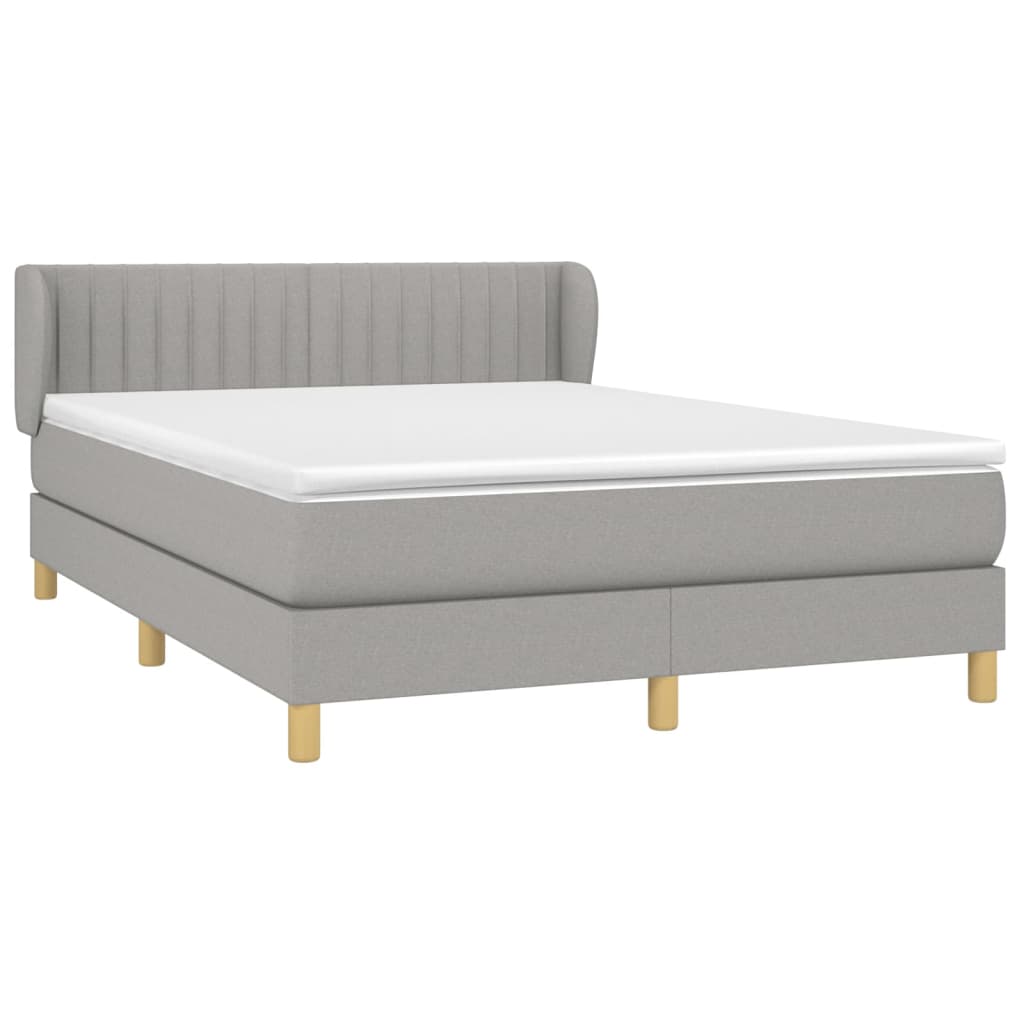 Krevet box spring s madracem svjetlosivi 140x200 cm od tkanine