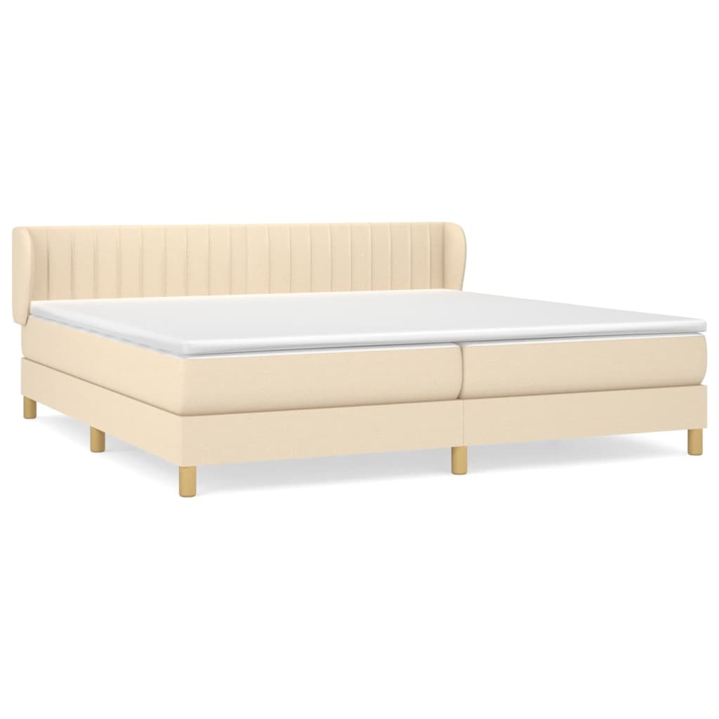 Krevet s oprugama i madracem krem 200 x 200 cm od tkanine