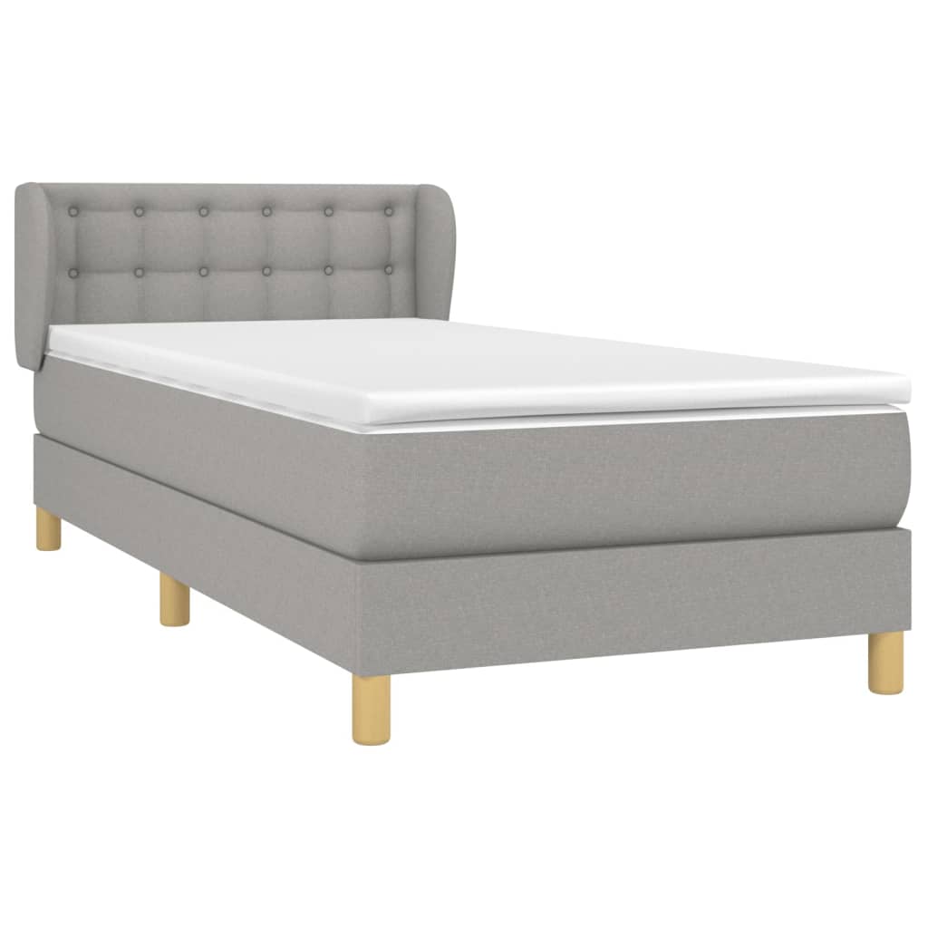 Box spring krevet s madracem svjetlosivi 90x190 cm od tkanine
