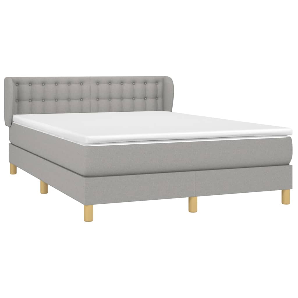 Krevet box spring s madracem svjetlosivi 140x200 cm od tkanine
