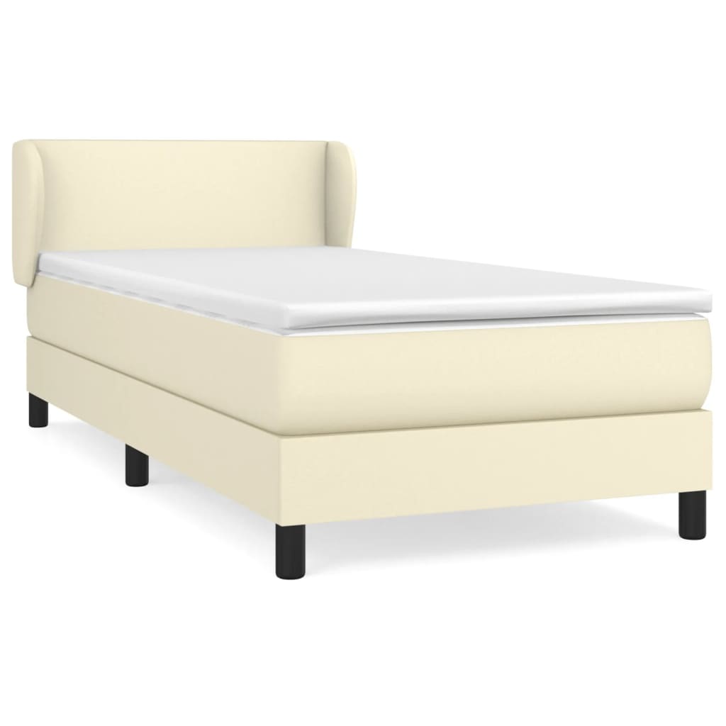 Krevet s oprugama i madracem krem 80 x 200 cm od umjetne kože
