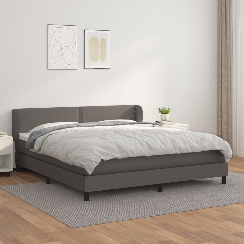Krevet s oprugama i madracem sivi 180 x 200 cm od umjetne kože