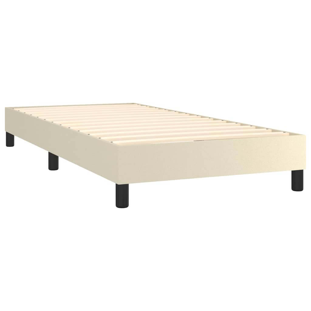 Krevet s oprugama i madracem krem 90 x 190 cm od umjetne kože