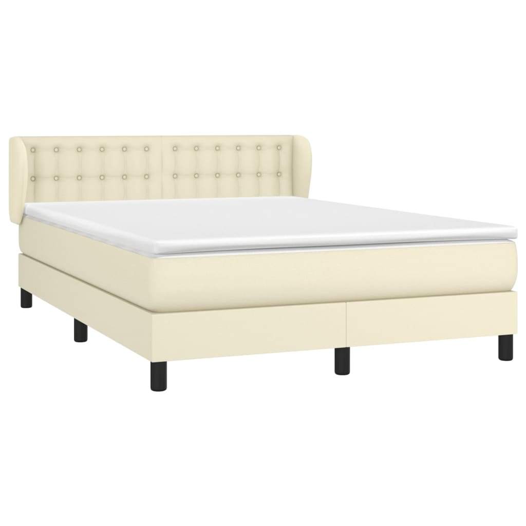 Krevet s oprugama i madracem krem 140 x 190 cm od umjetne kože