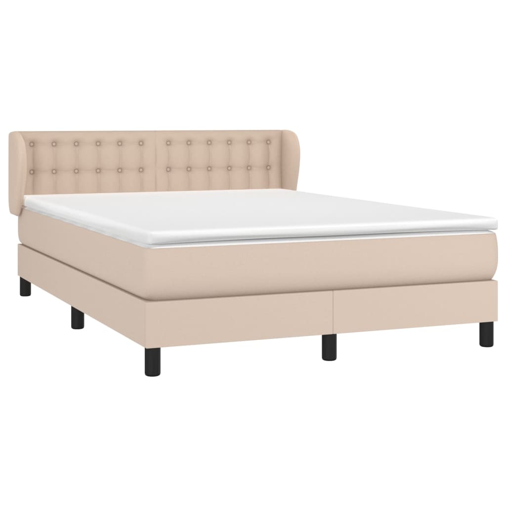 Krevet s oprugama i madrac cappuccino 140x190cm od umjetne kože