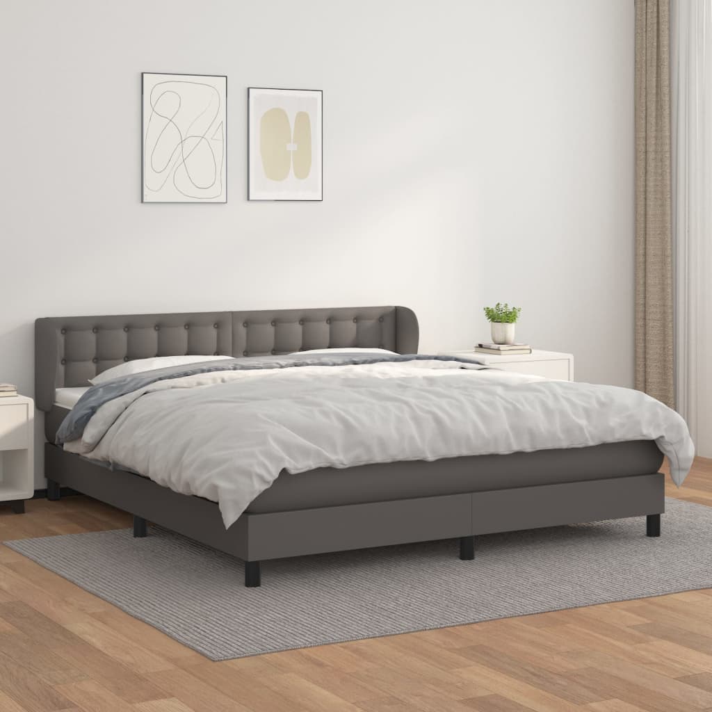 Krevet s oprugama i madracem sivi 160x200 cm od umjetne kože