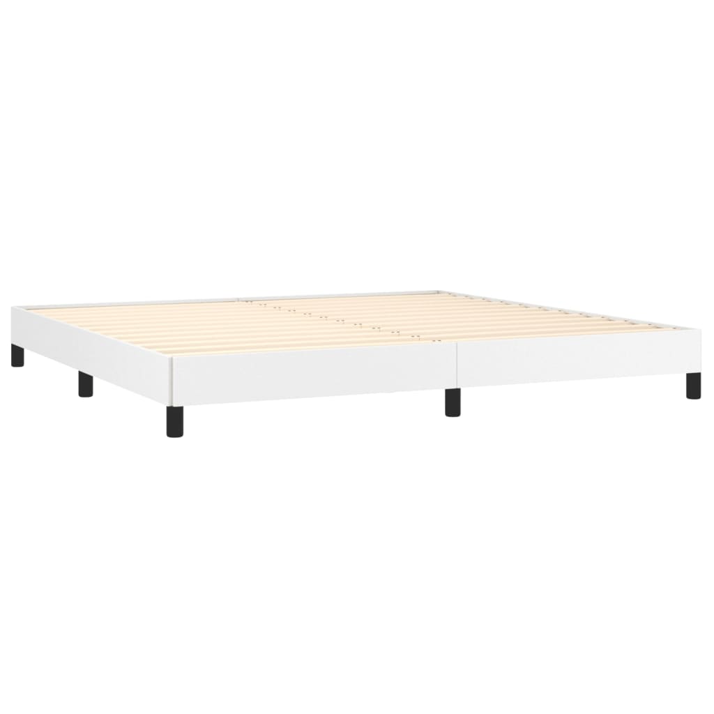 Krevet s oprugama i madracem bijeli 200x200 cm umjetna koža