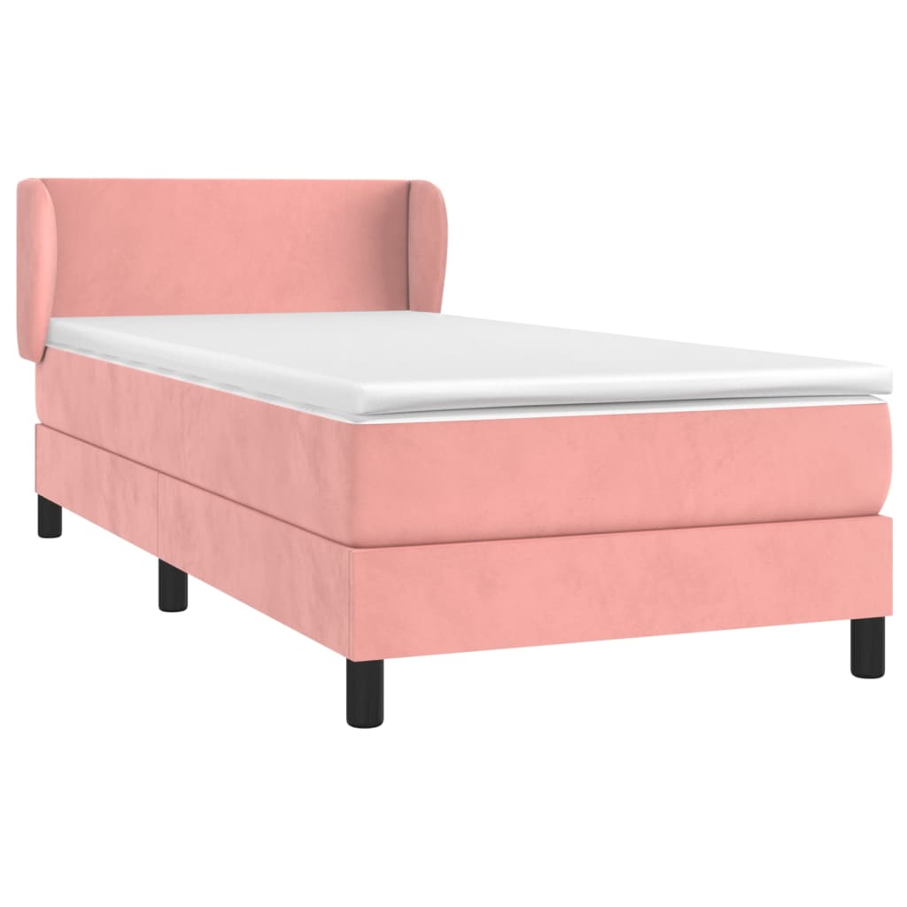 Box spring krevet s madracem ružičasti 90x190 cm baršunasti