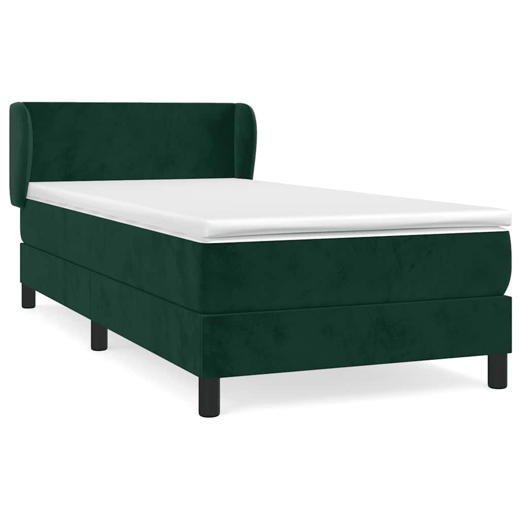 Box spring krevet s madracem tamnozeleni 90x200 cm baršunasti