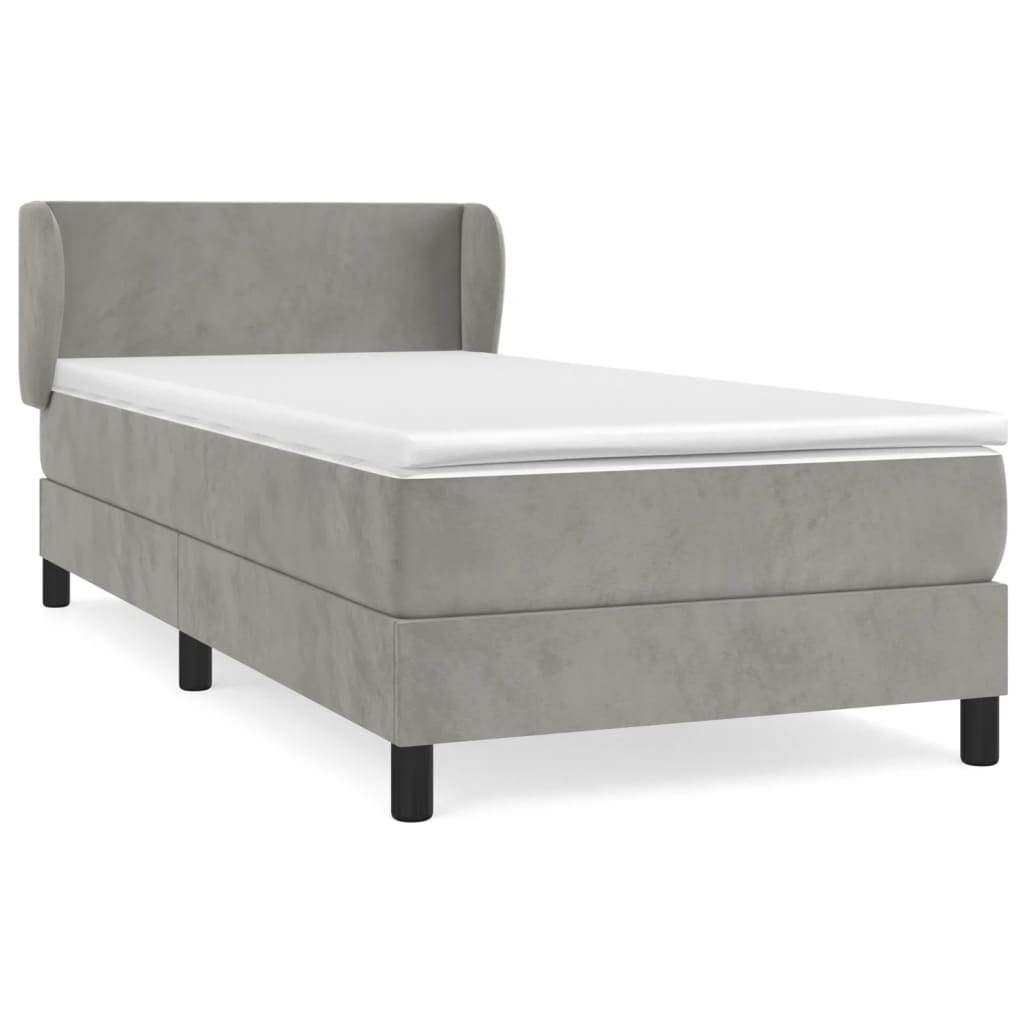Box spring krevet s madracem svjetlosivi 100x200 cm baršunasti