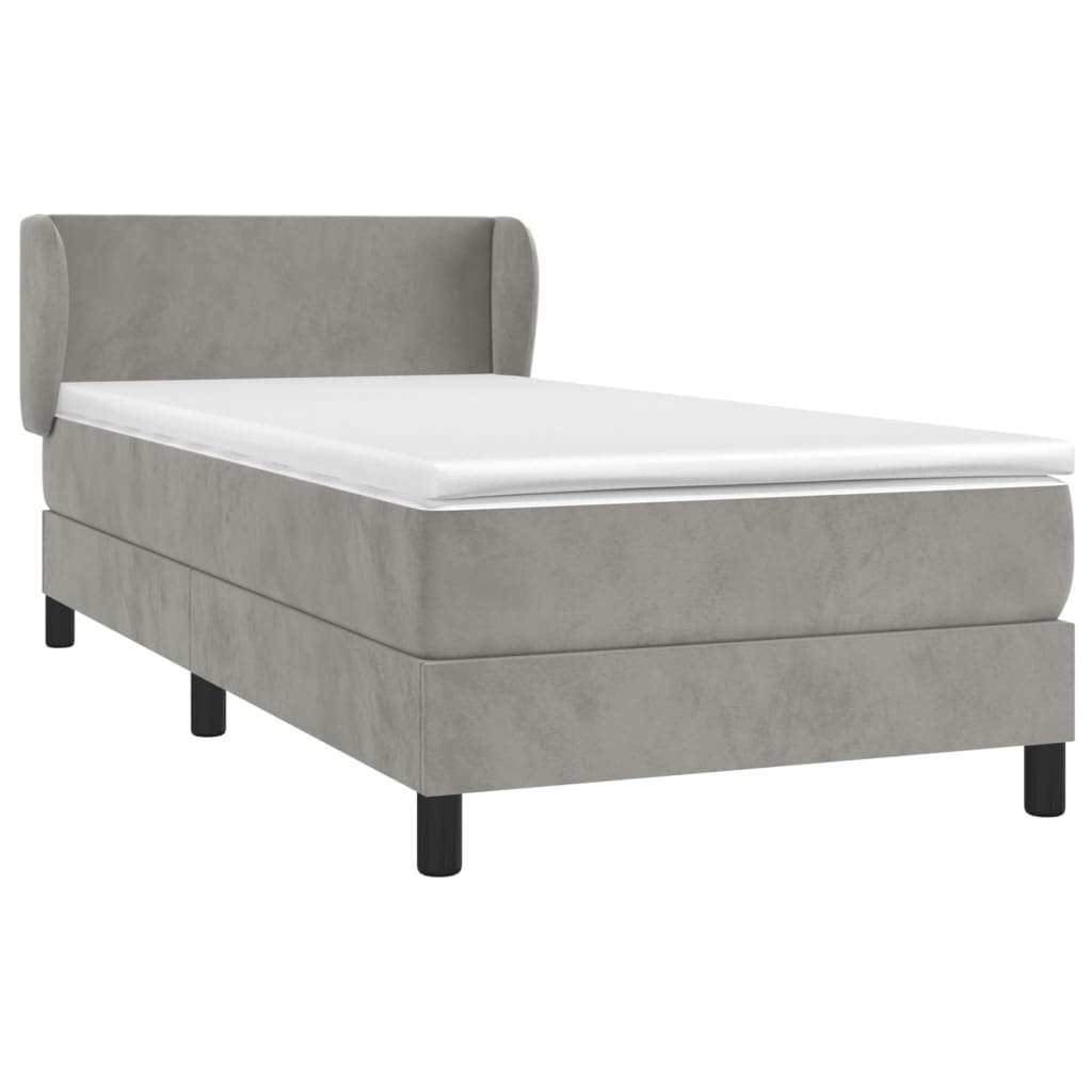 Box spring krevet s madracem svjetlosivi 100x200 cm baršunasti