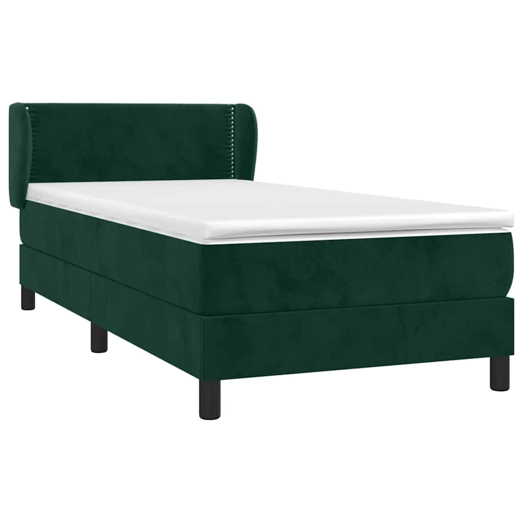 Box spring krevet s madracem tamnozeleni 80 x 200 cm baršunasti