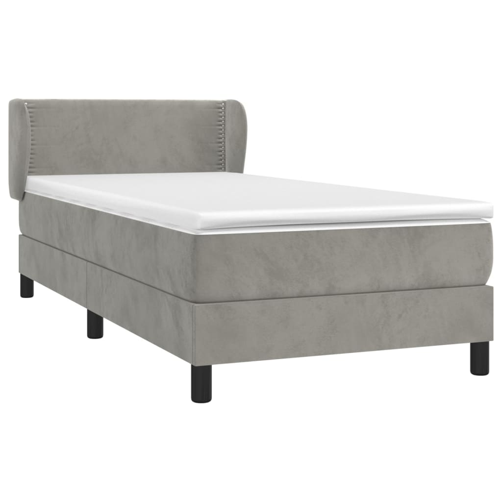Box spring krevet s madracem svjetlosivi 100x200 cm baršunasti