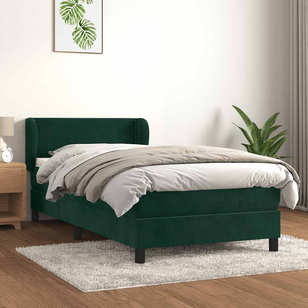 Box spring krevet s madracem tamnozeleni 100x200 cm baršunasti