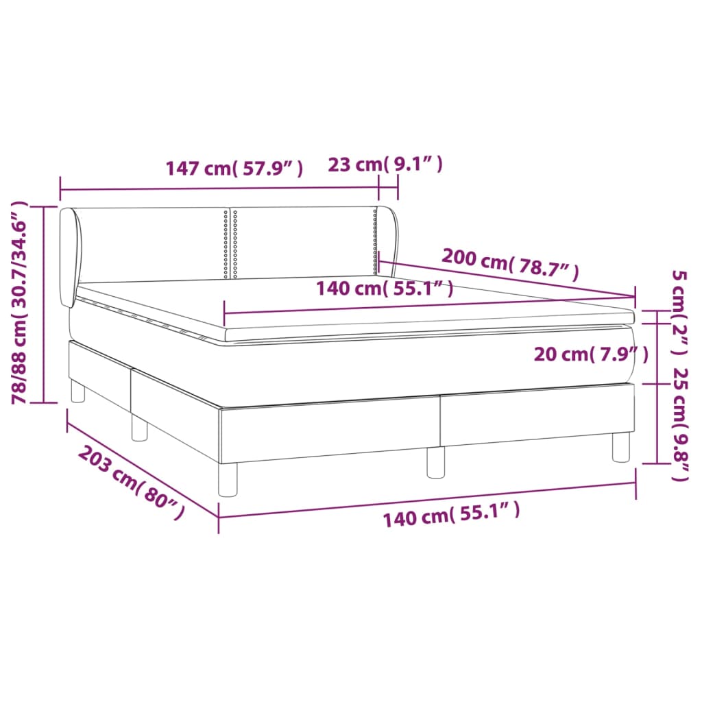 Krevet s oprugama i madracem tamnosivi 140x200 cm baršunasti