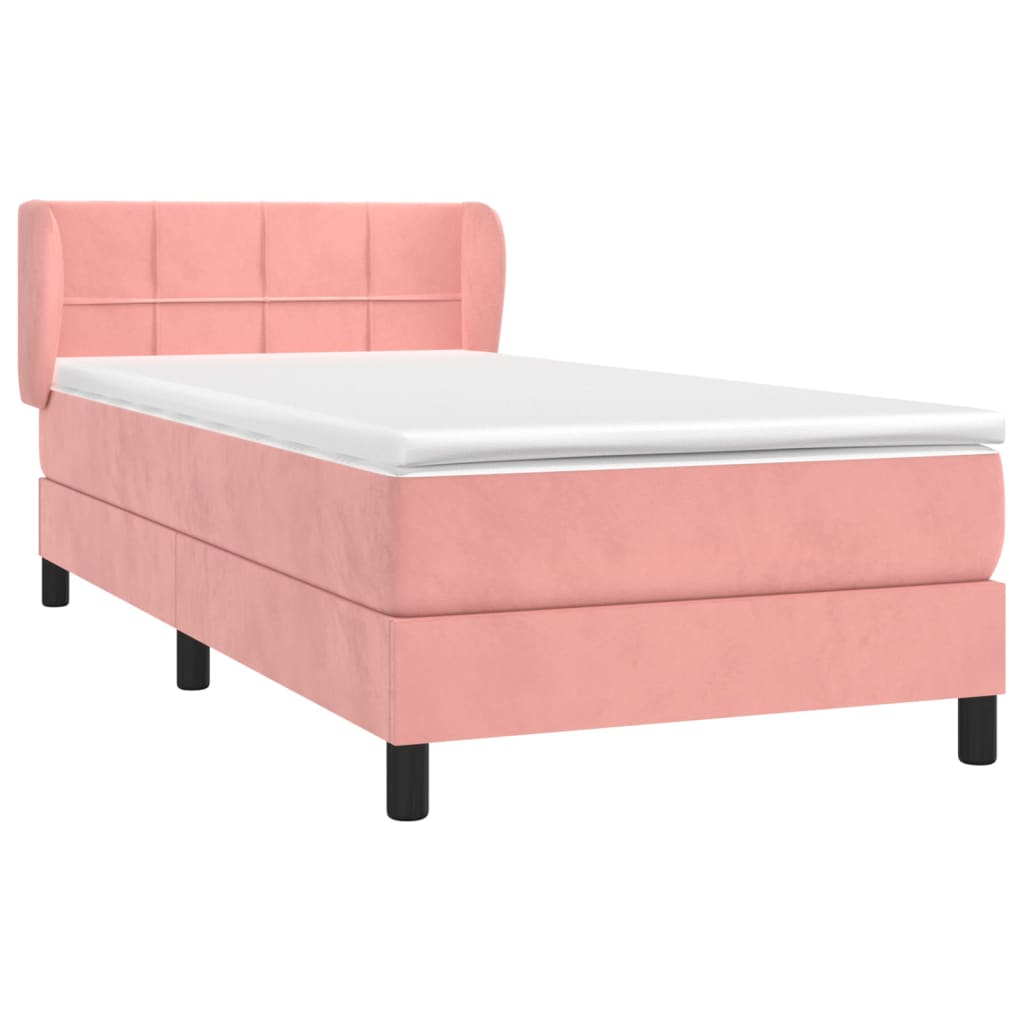 Box spring krevet s madracem ružičasti 90x190 cm baršunasti