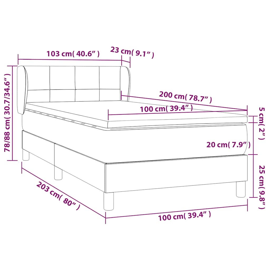 Box spring krevet s madracem crni 100x200 cm baršunasti