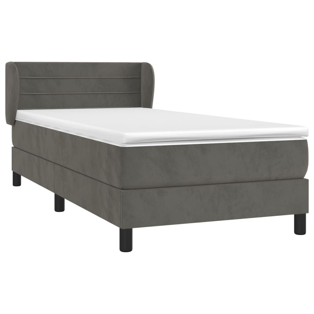 Box spring krevet s madracem tamnosivi 80 x 200 cm baršunasti